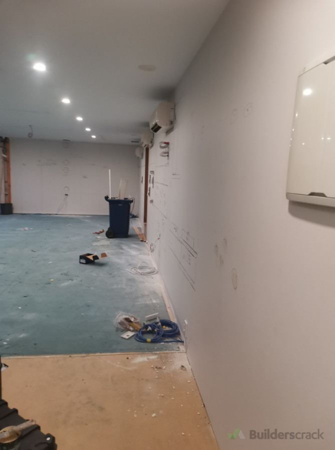 Patched ceiling hole lights and walls