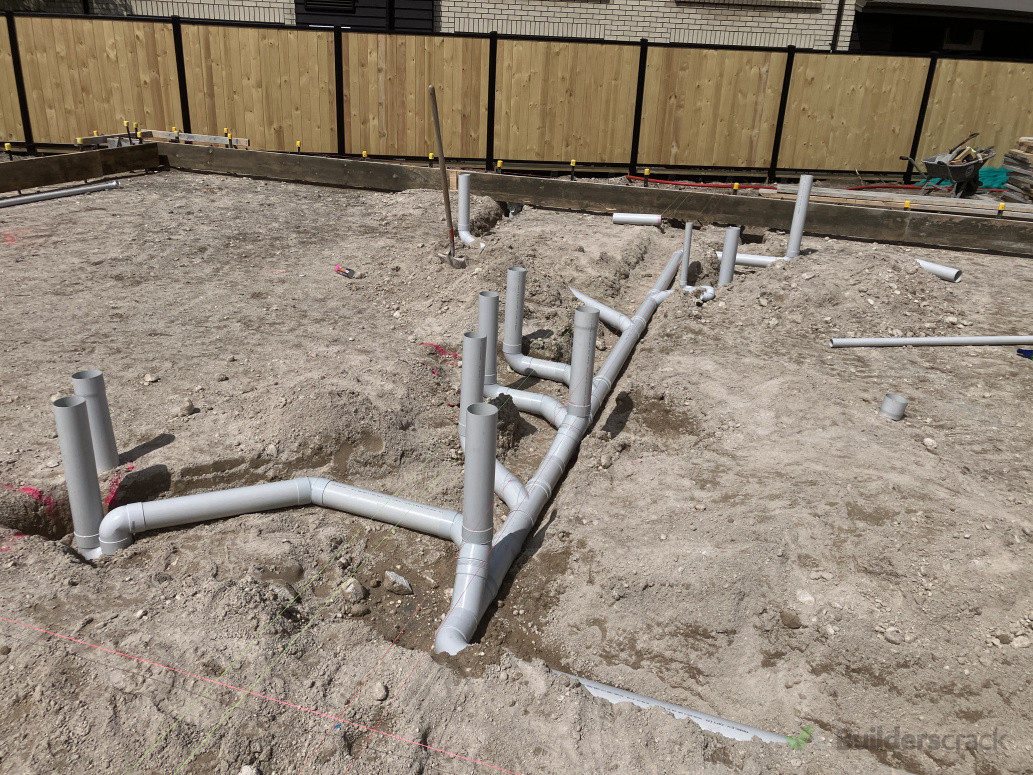 Typical wastepipes completed before concrete pad goes down