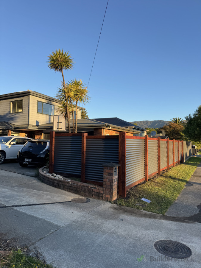 Corrugated iron fence - Akatawrawa road