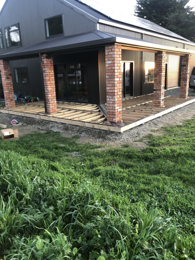 Jack with the framing ready for the new hardwood deck