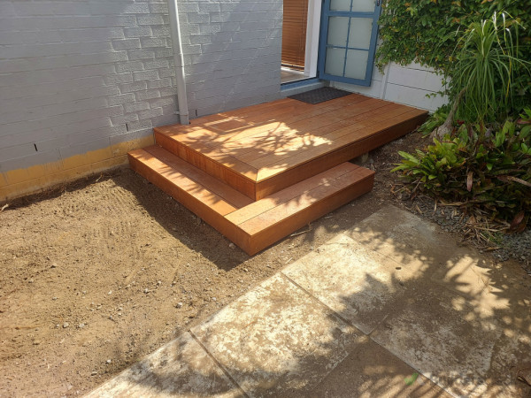 Main deck with paving to go around the decking