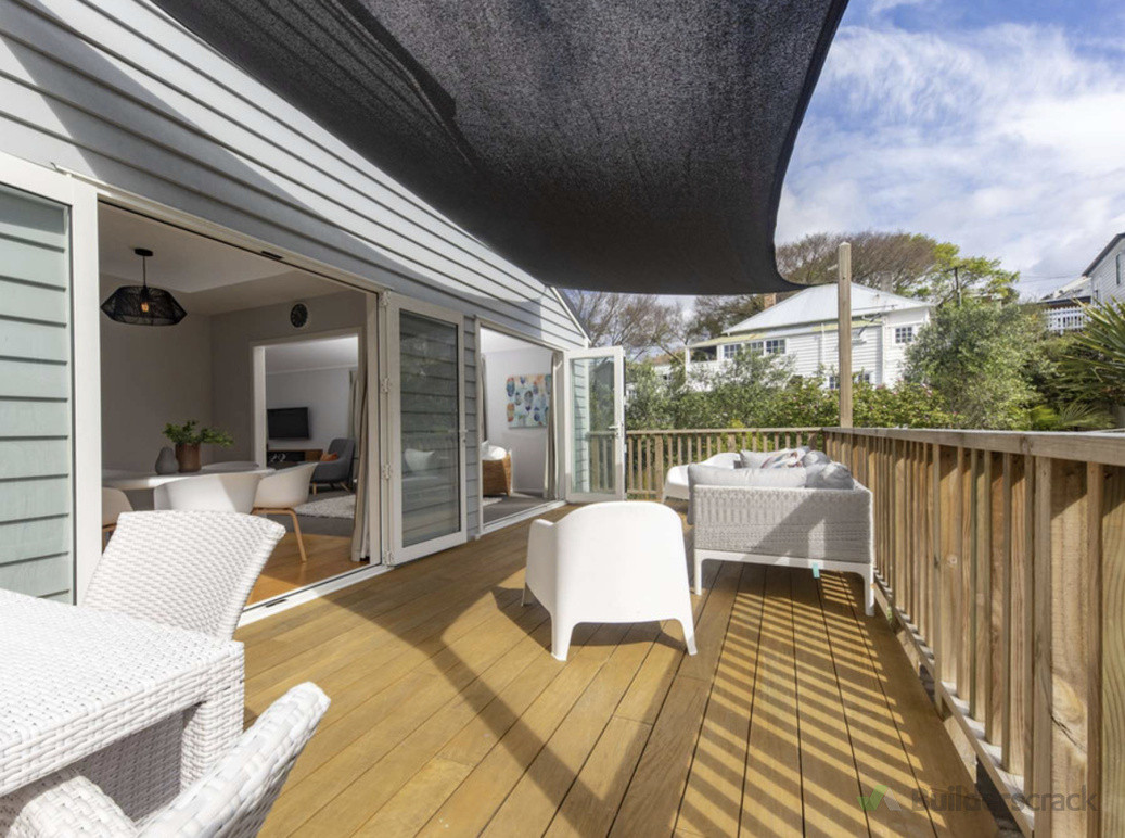 New deck with sliding and French doors