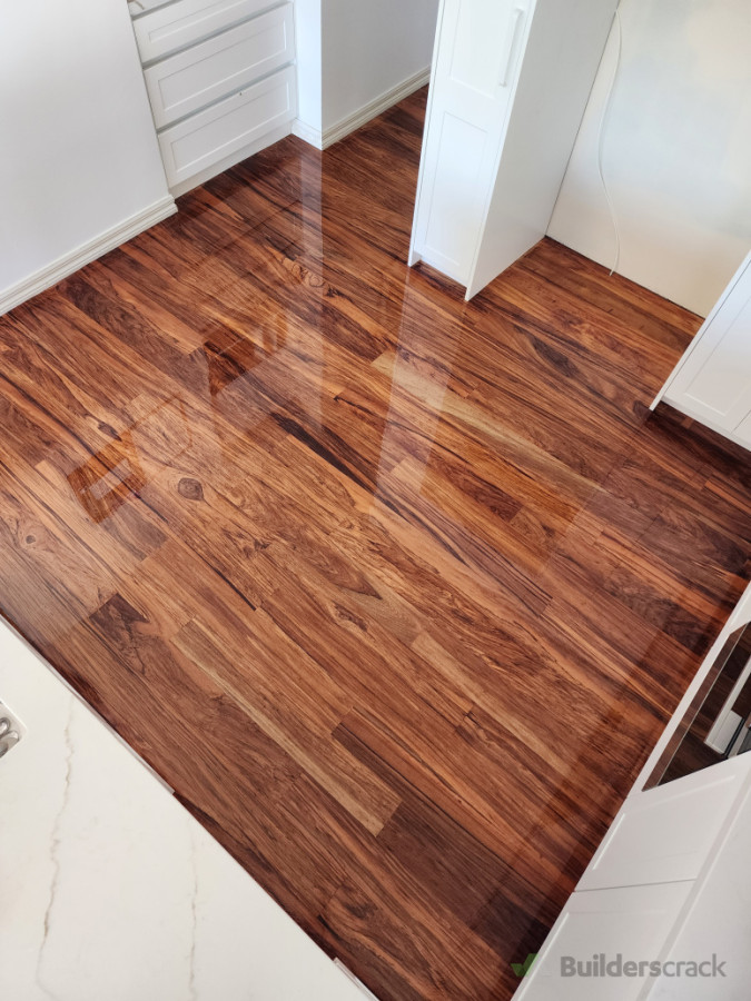 Engineered flooring sanded and recoated