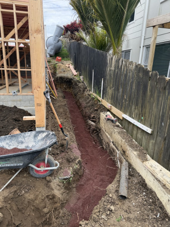 Drainage dug in and retention tank dropped off by hiab