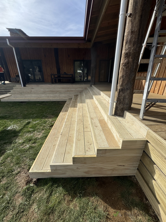 Farm House lawn steps.