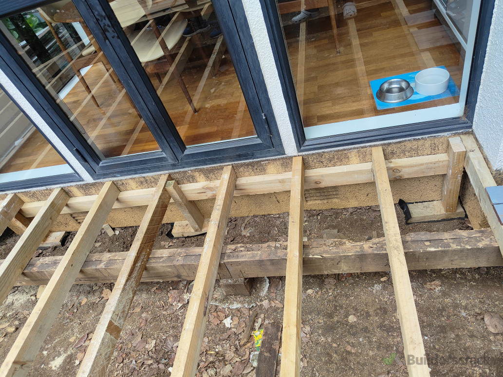 Deck install plash to sliding door floor