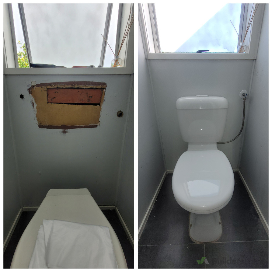 Plaster, colour match & replace cistern