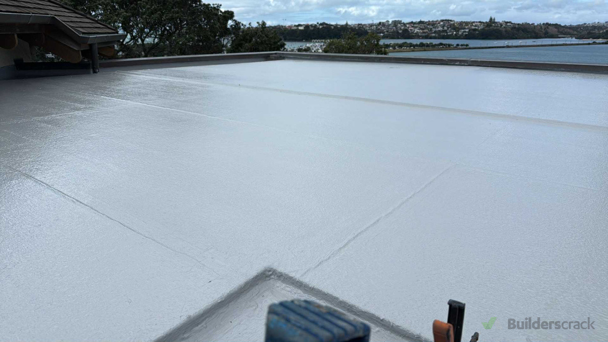 Liqiud membrane coating at roof deck