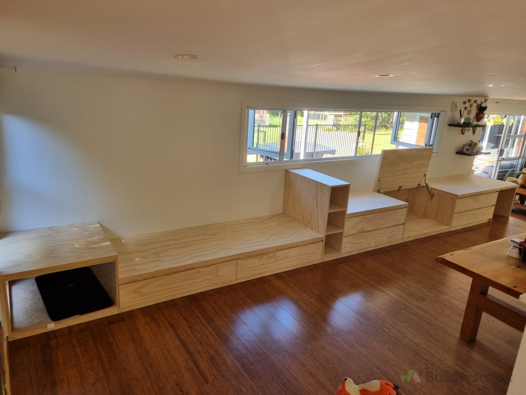 Built-in bench seat - approx 8m long/800mm deep