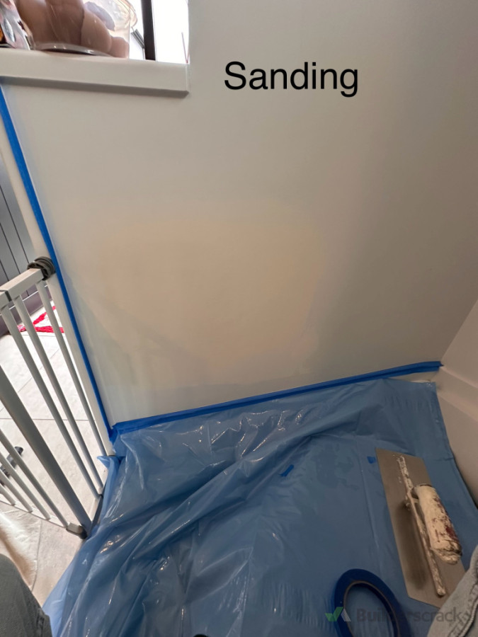Sanding is part of process to vanish the damage removed high point and all markings of plaster.