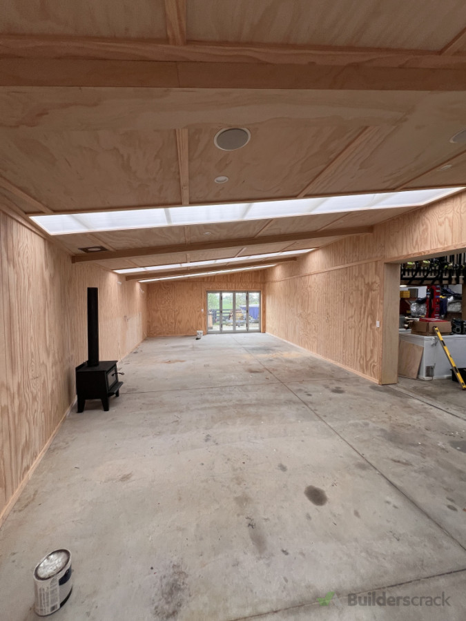 Lined out an old shed to make into a man cave/bar