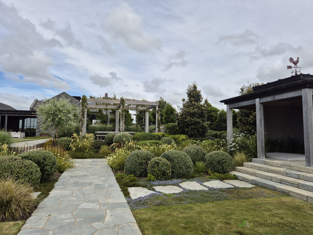 Trimmed topiary hedges on a beautiful estate garden