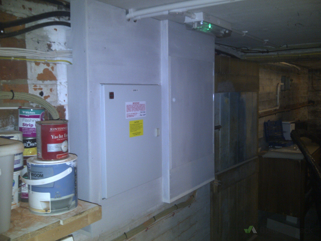 Switch cupboard, MSB, conduits and emergency light completed.