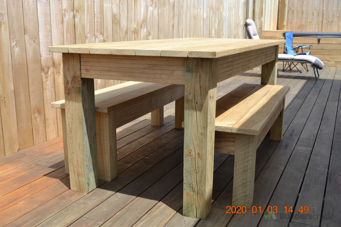Outdoor dining table & benches