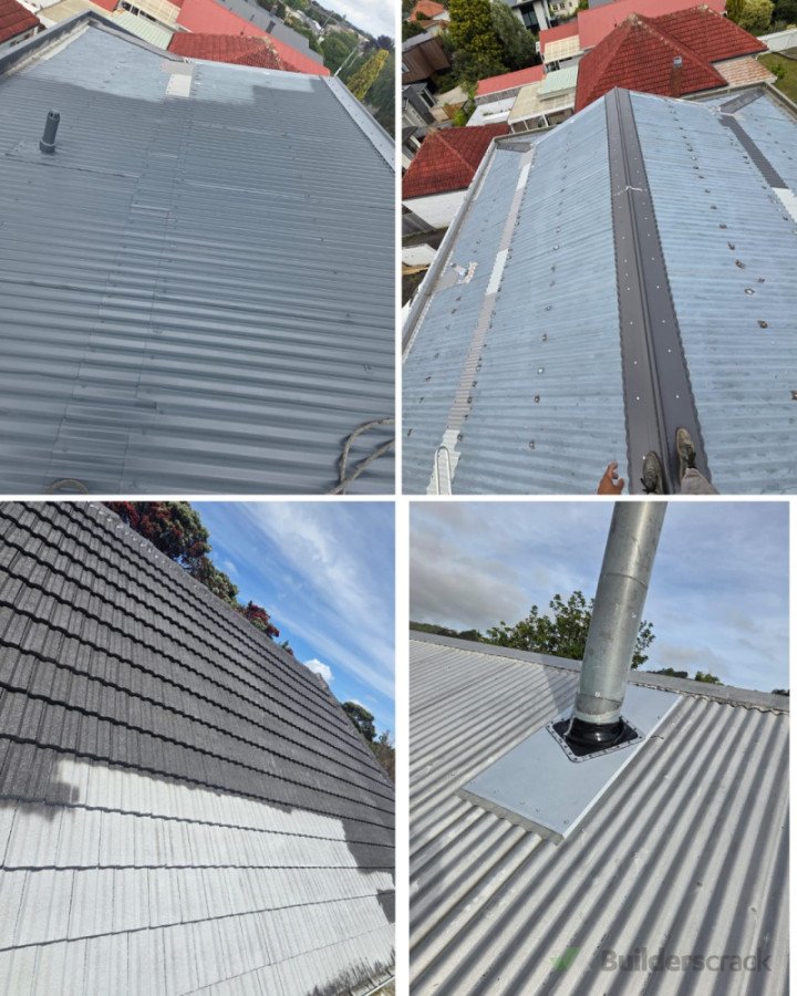 Roof paint and repair in progress