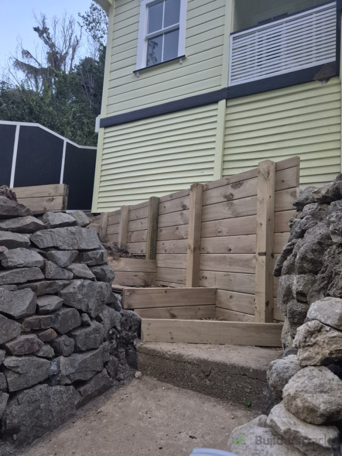 New steps & retaining wall