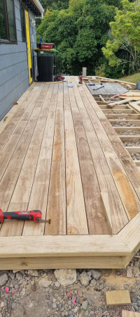 New decking boards to replace old rotten boards.