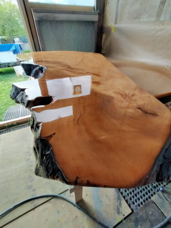 Clearcoat sprayed on the top