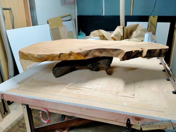 Trial of the slab sitting on the base