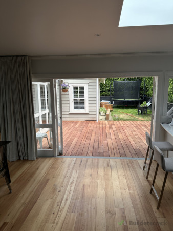 View from inside- on this project we made sure the boards ran in-line with interior flooring