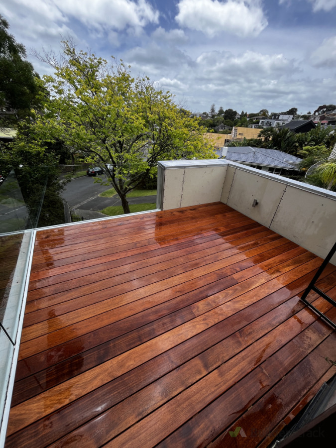 Kwila decking beautiful after completion, stained