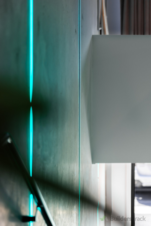 Led strip lights on conrcete entrance