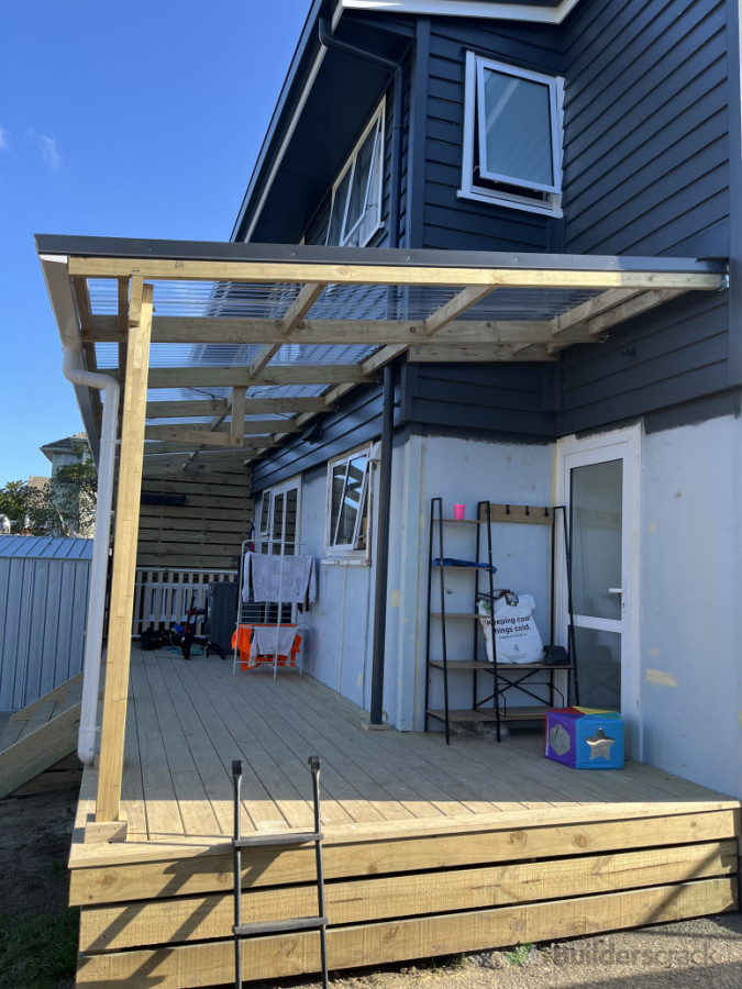 New covered deck in preparation for subdividing