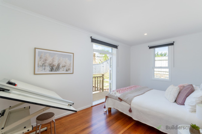 A spare room was created during the renovation with its own exterior door. perfect for visitors.