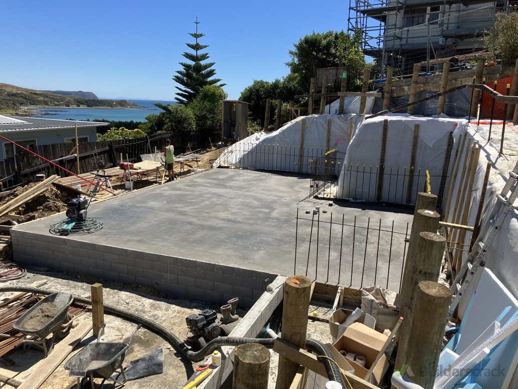 A fresh ground level slab. After the block work come the frames.