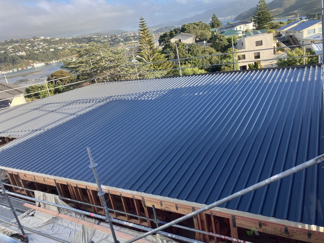 Next thing you know the roof is on. We do all our own roofing.