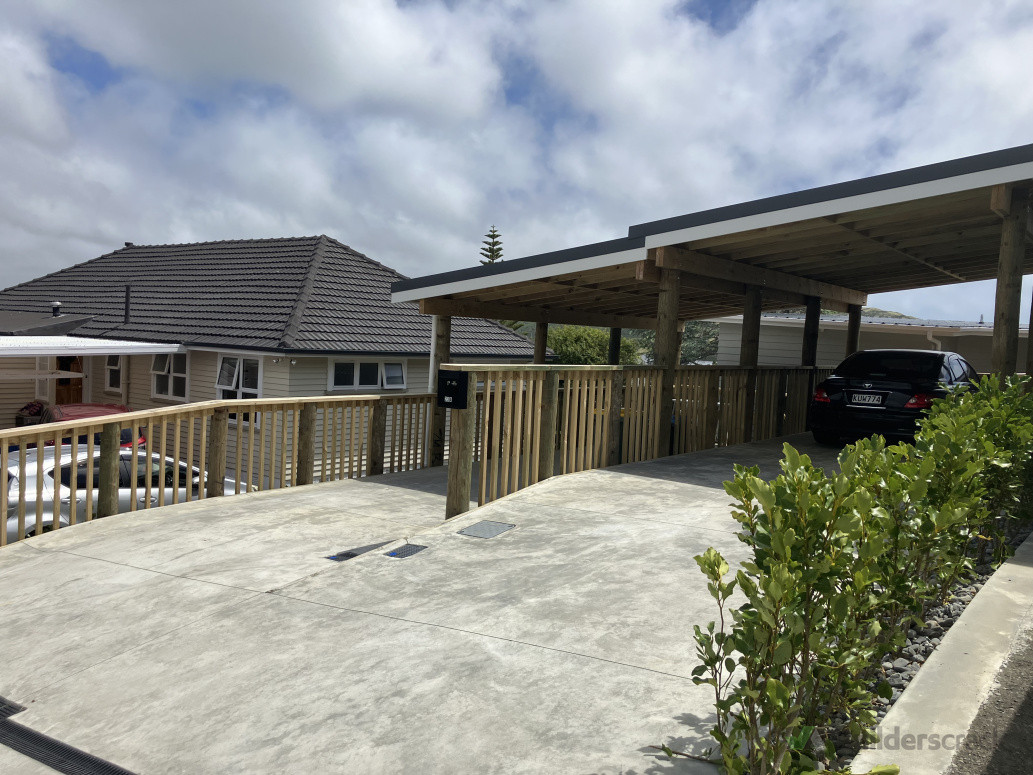 Boundary fences and and carports finished.