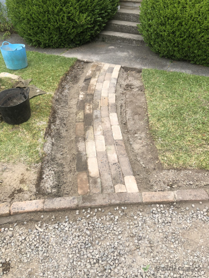 Brick path in progress