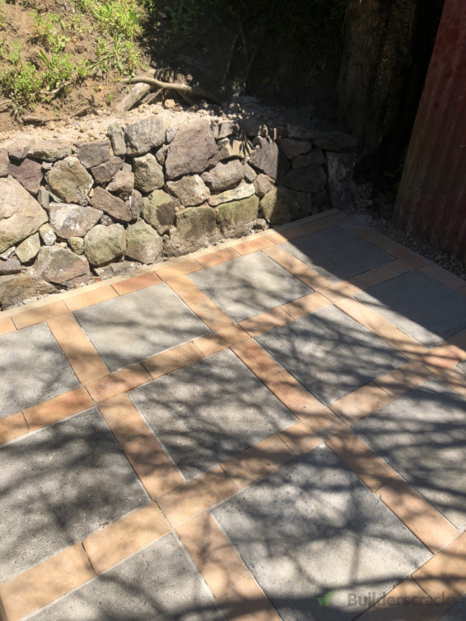 Patio and dry stone stack