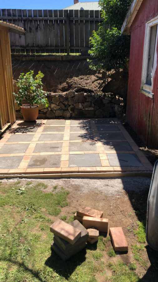 Patio between sheds