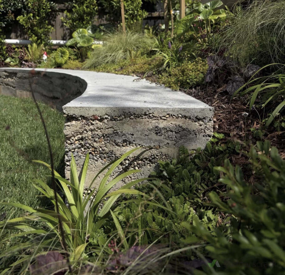 Curved bench seat and planting, 6 month progress