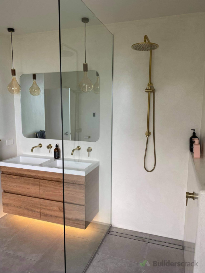 upgraded bathroom with Italian water Proof plaster