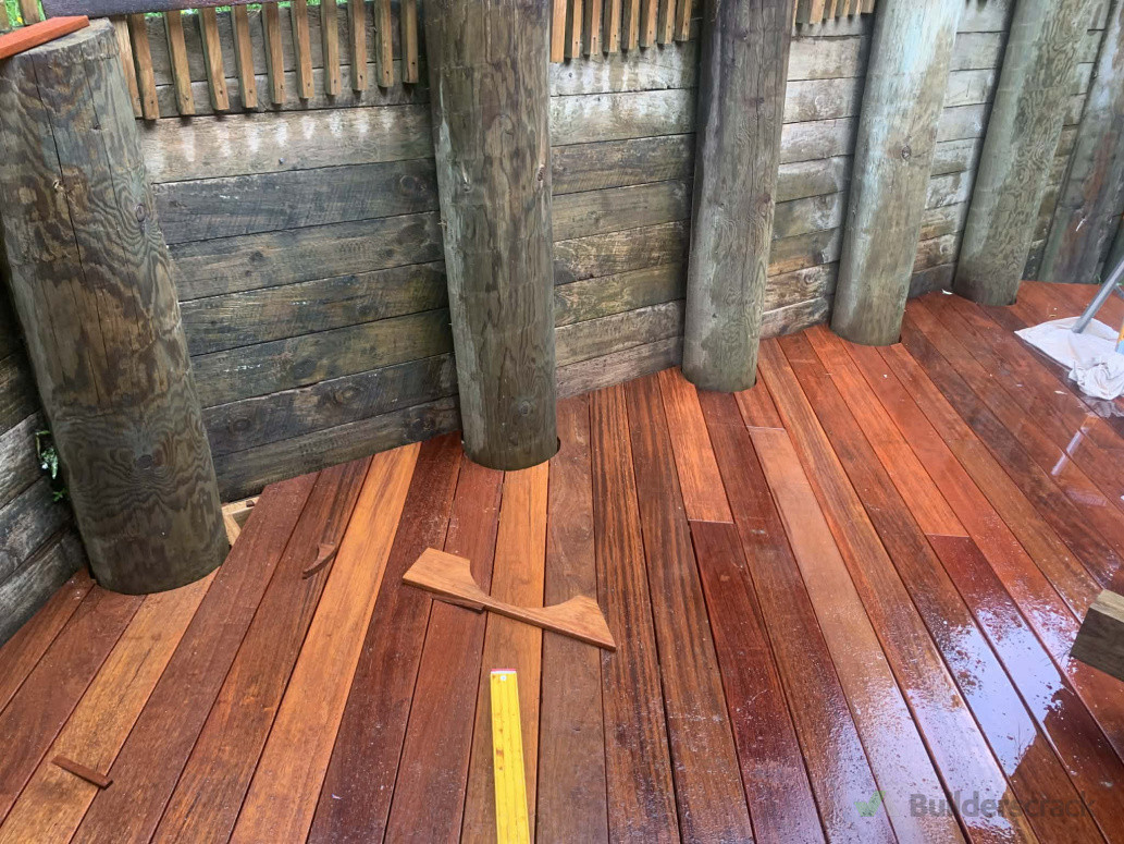 Check out around post rimu decking