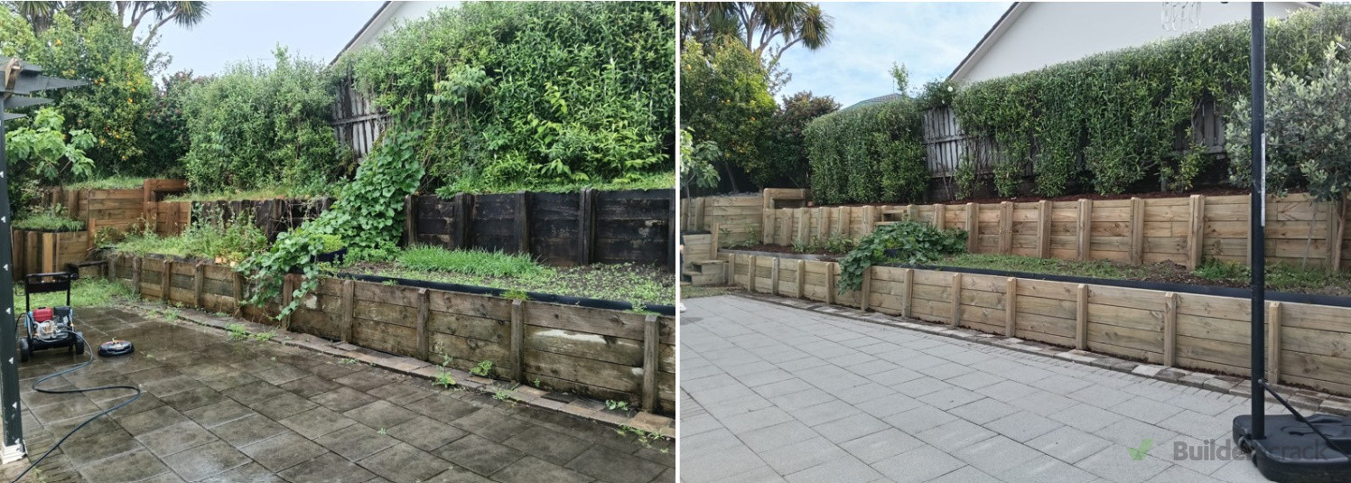 Water-blasting and garden cleanup