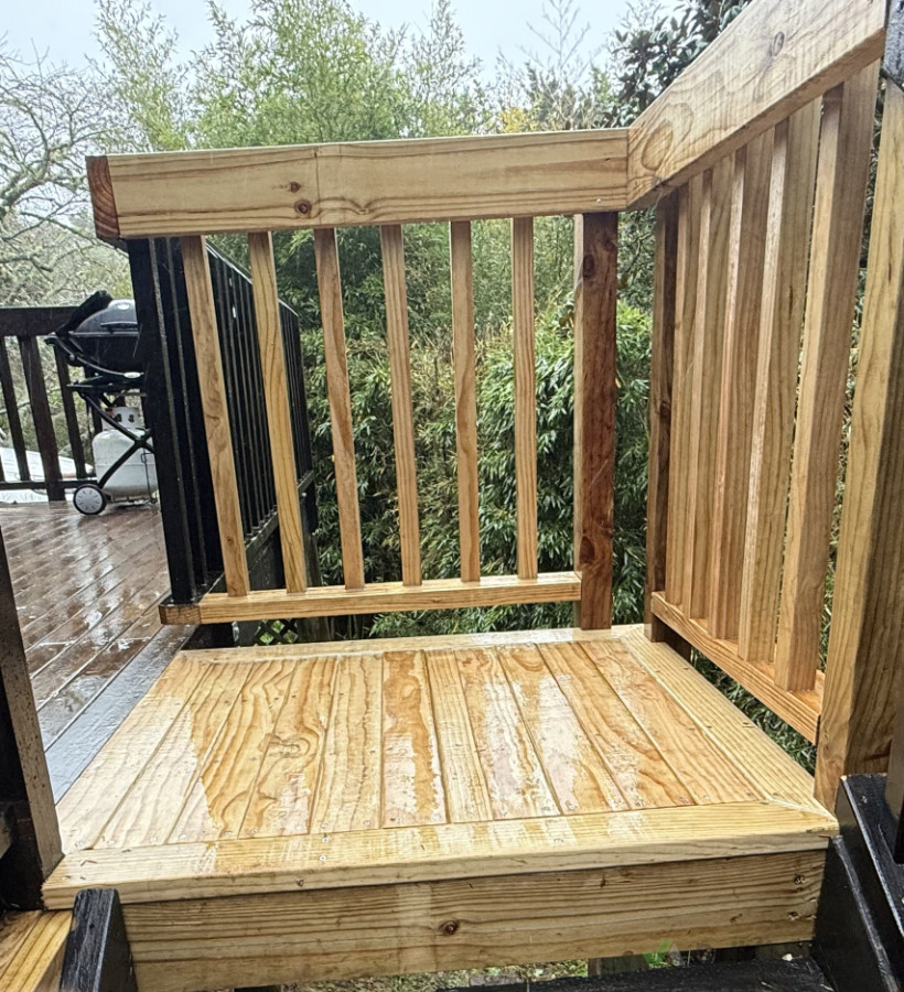 Build new landing and install old stairs