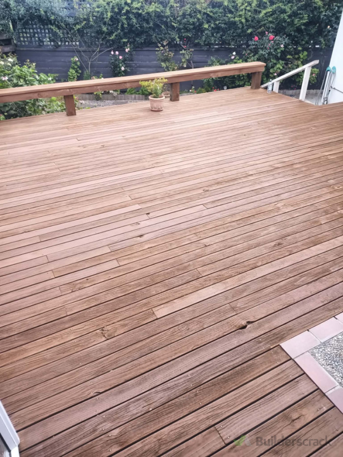 Freshly stained deck