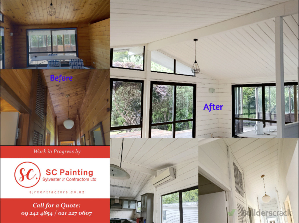 4 Bedroom House - Interior Painting from Wood Vanishing to off white colour.