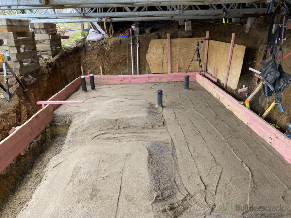 Excavation complete, plumbing in getting ready for pour.