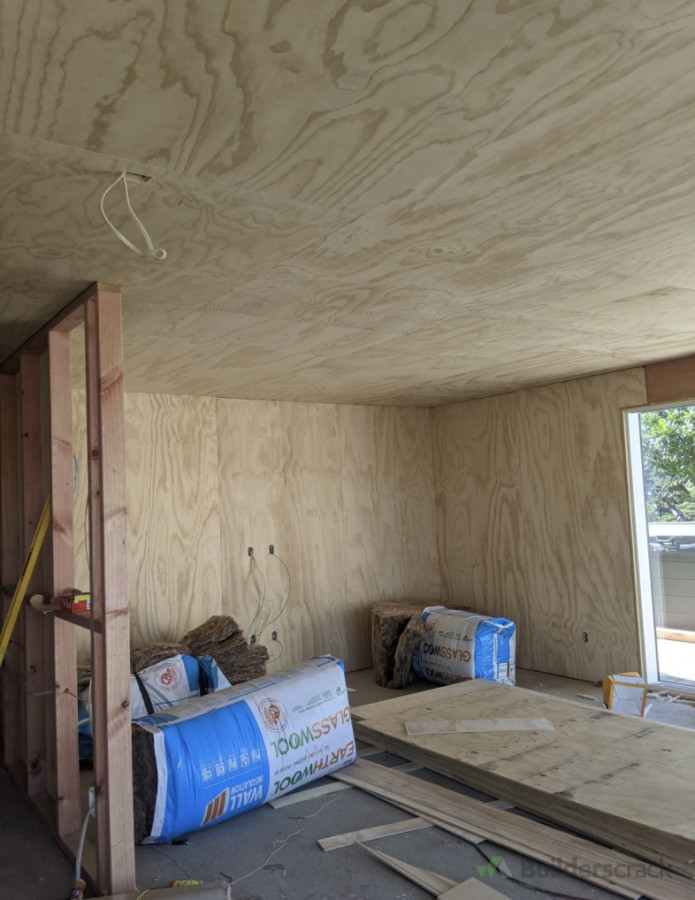 Shed lined with plywood