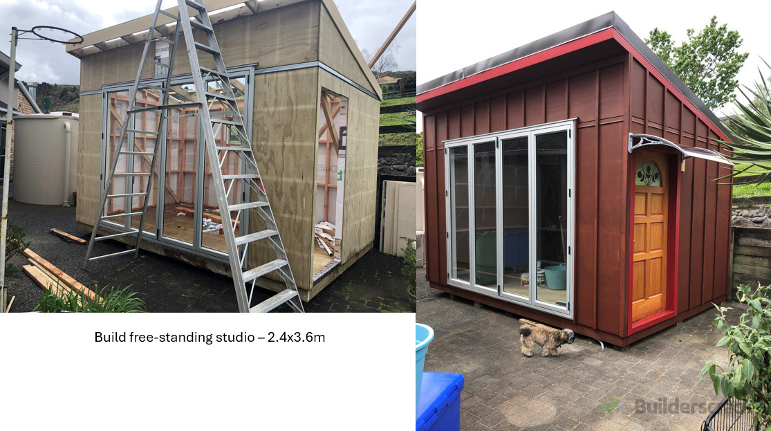 Build free-standing studio – 2.4x3.6m.