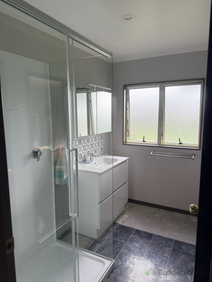 Vanity and shower Reno with bath removal to make space