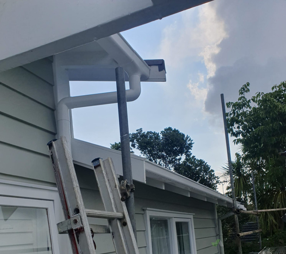 Repaired spouting. We are equipped with our own scaffolding