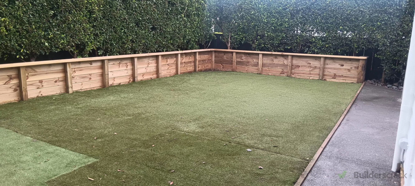 Backyard retaining wall