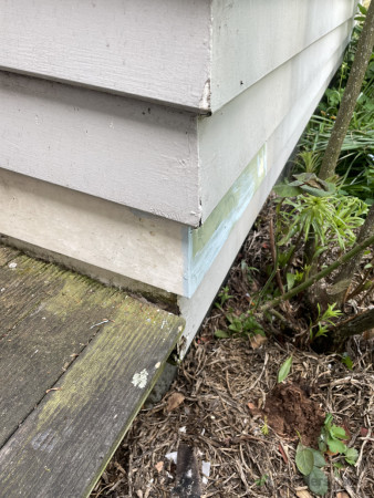 A repaired mitred corner.