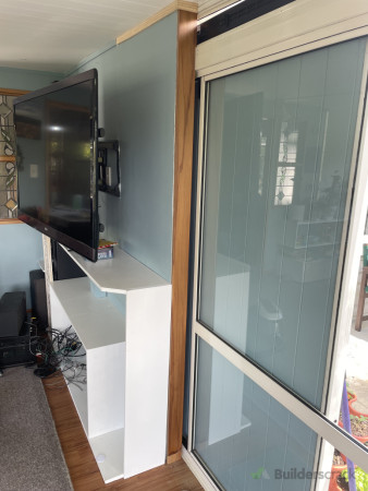 The finished wall, with trim installed.