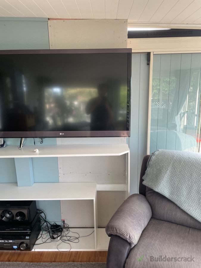 The new wall, ready for paint and plaster.